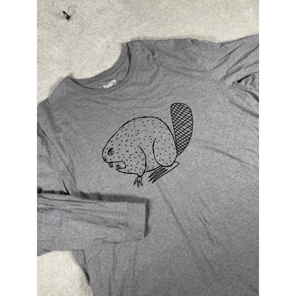 Duluth Trading Shirt Mens 3XL Gray Longtail T Relaxed Fit Long Sleeve‎ Beaver